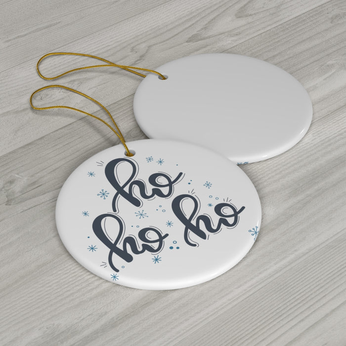 Ho Ho Ho Round Ceramic Ornament