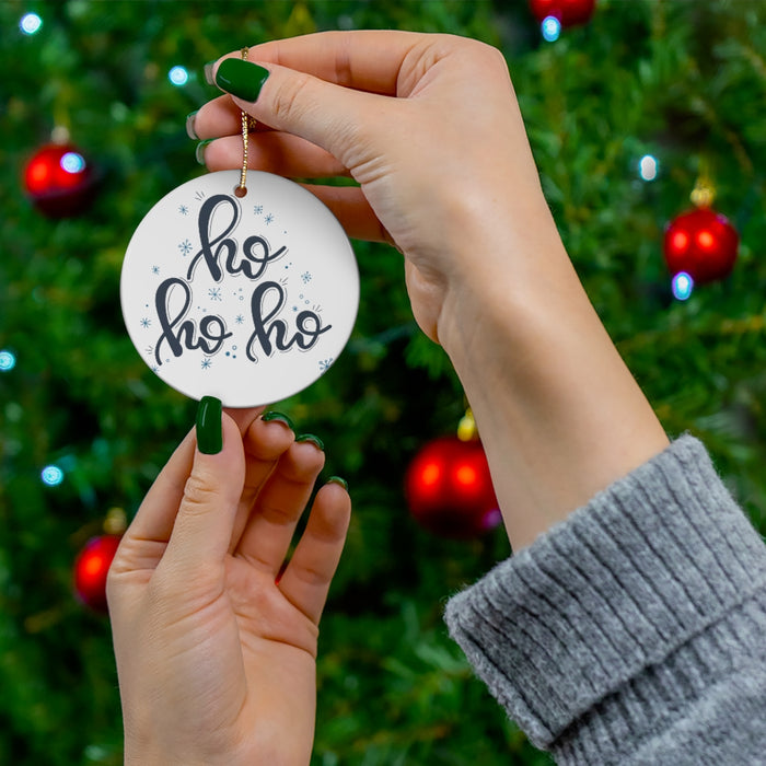 Ho Ho Ho Round Ceramic Ornament