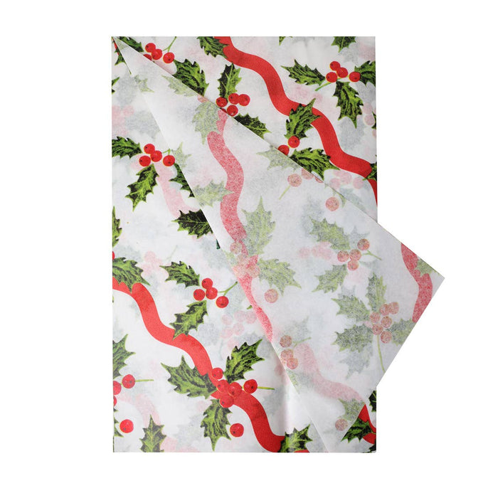 Holly White Christmas Tissue Paper