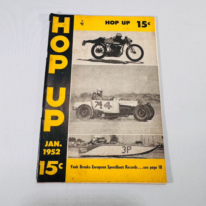 Hop Up Magazine (Jan 1952) | Vintage Hot Rod Racing Zine | Illustrated Car Culture & Speedboat News