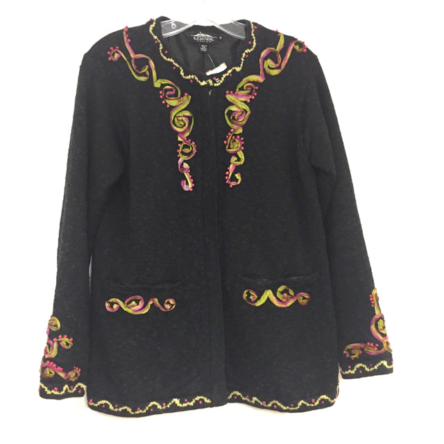 Icelandic Size S Applique Wool Blend Zip Up Jacket