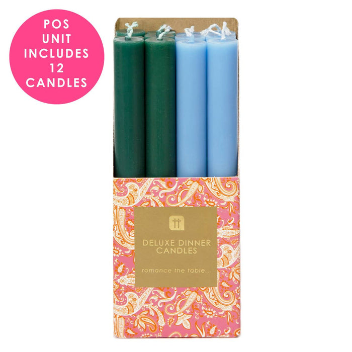 Inner Green & Blue Dinner Candles