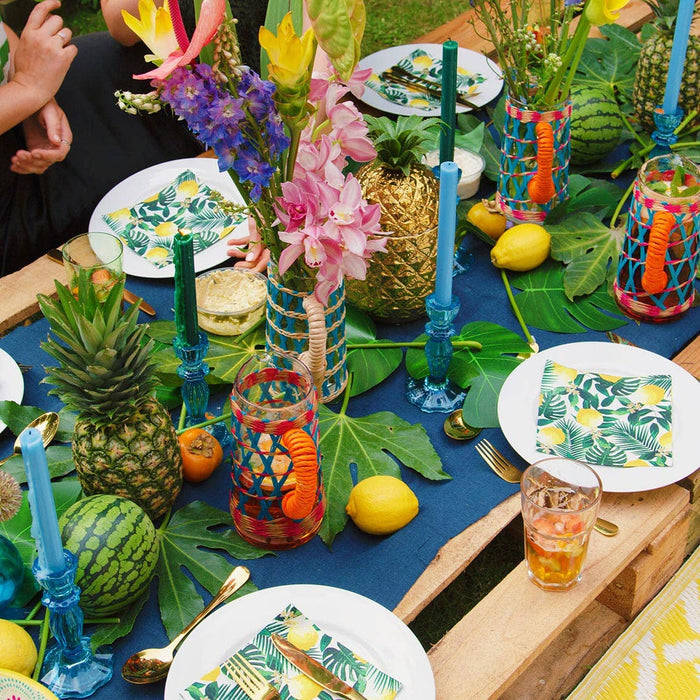 Inner Green & Blue Dinner Candles