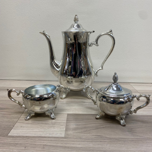 International Silver 4-Piece Round Silver-Plated Tea Set