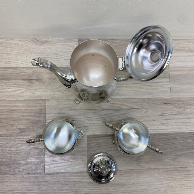 International Silver 4-Piece Round Silver-Plated Tea Set