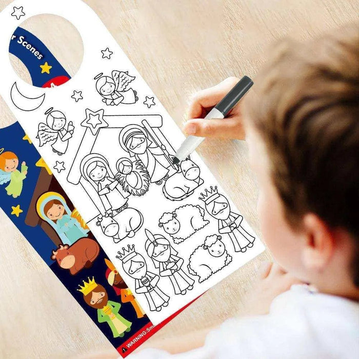 Kids Christmas door sticker kit for DIY holiday scene decorating