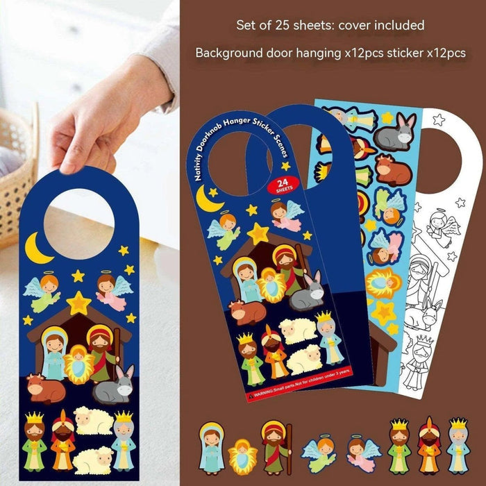 Children's Christmas scene stickers for festive door decoration