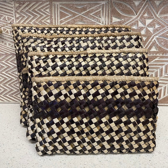 Lauhala Clutch Dark Brown Stripe
