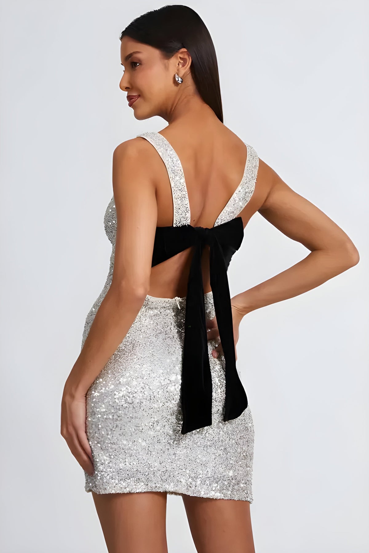 Livette - Sequin Bow Mini Dress