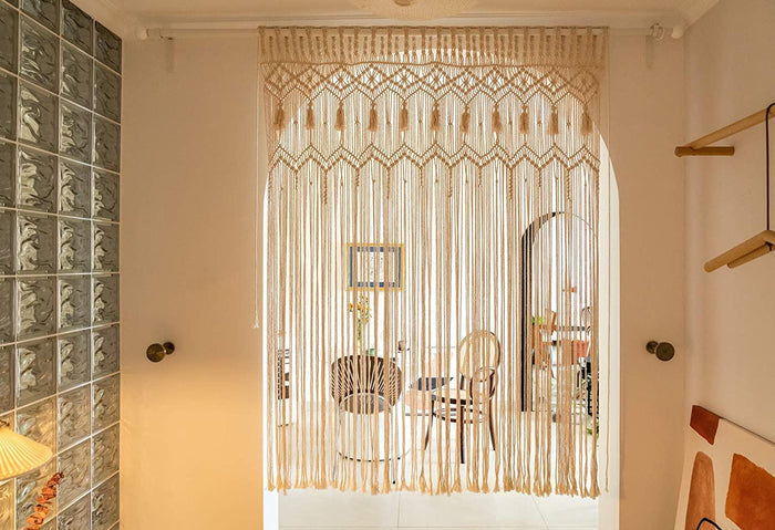 Macrame Curtain Large Boho Woven Wall Hanging Window Curtains - Decotree.co Online Shop