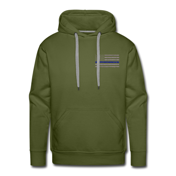 Men’s Premium Hoodie - Thin Blue Line Distressed Flag - olive green