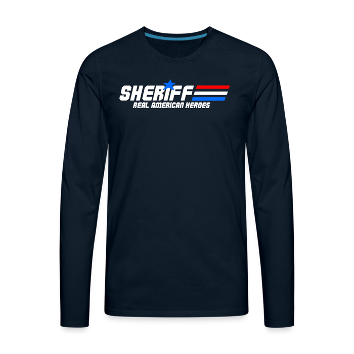 Men's Premium Long Sleeve T-Shirt - Sheriff "Real American Heroes" - deep navy
