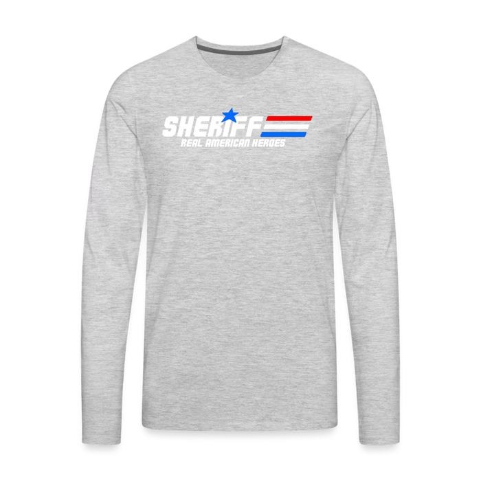 Men's Premium Long Sleeve T-Shirt - Sheriff "Real American Heroes" - heather gray