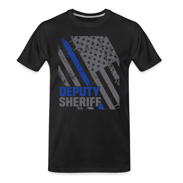 Men's Premium T-Shirt - Deputy Sheriff Blue Line Flag - black