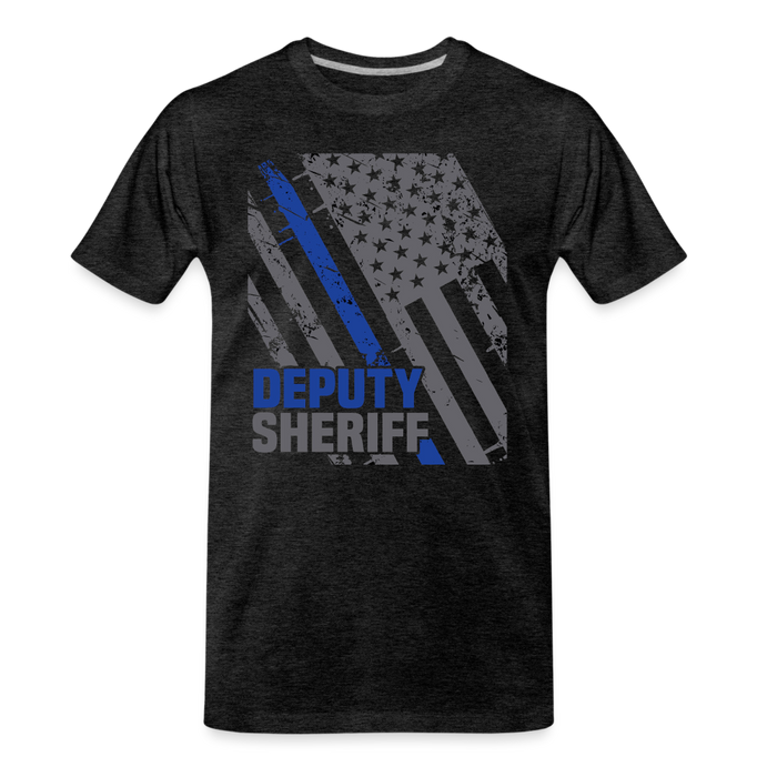 Men's Premium T-Shirt - Deputy Sheriff Blue Line Flag - charcoal grey