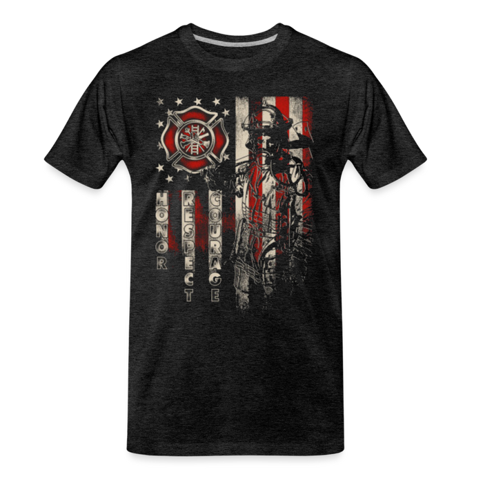 Men's Premium T-Shirt - Firefighter Distressed Flag - charcoal grey