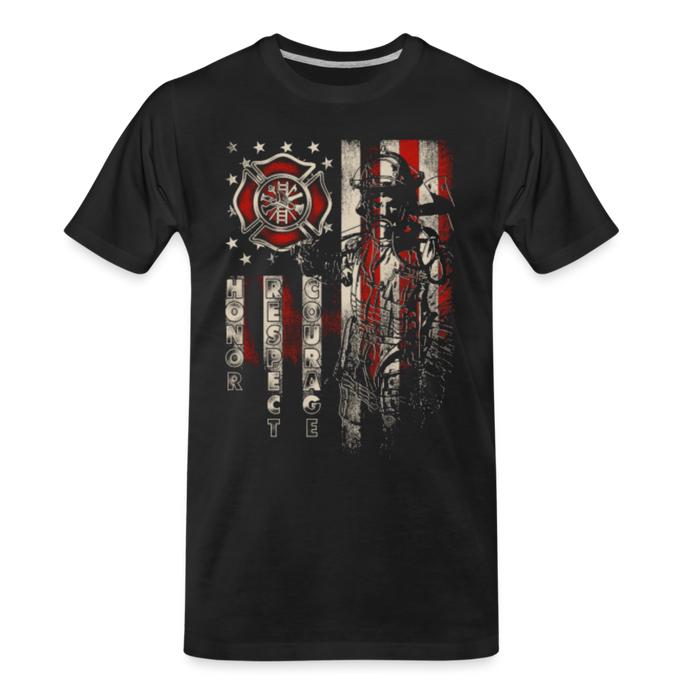 Men's Premium T-Shirt - Firefighter Distressed Flag - black