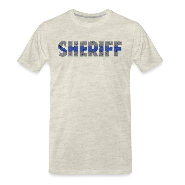 Men's Premium T-Shirt - Sheriff Blue Line - heather oatmeal