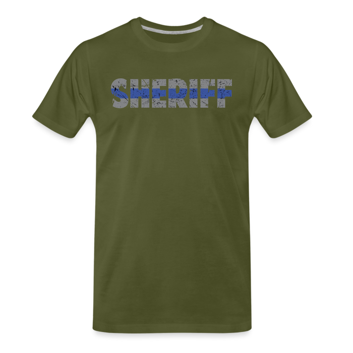 Men's Premium T-Shirt - Sheriff Blue Line - olive green