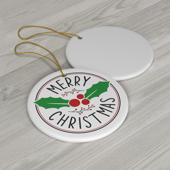 Merry Christmas Farmhouse Ceramic Ornament