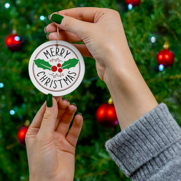 Merry Christmas Farmhouse Ceramic Ornament