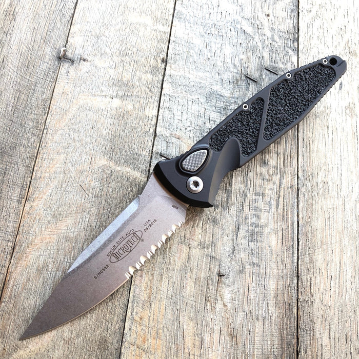 Microtech Socom Elite Auto Single Edge Part Serrated (160A-11) - GearBarrel.com