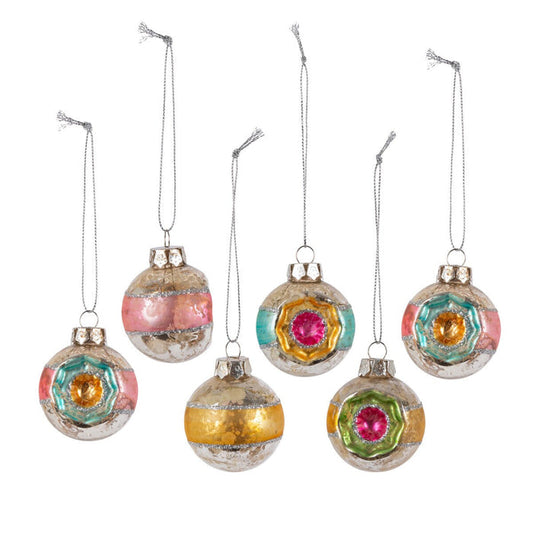 Mini Retro Reflector Ornaments, Box Set of 6