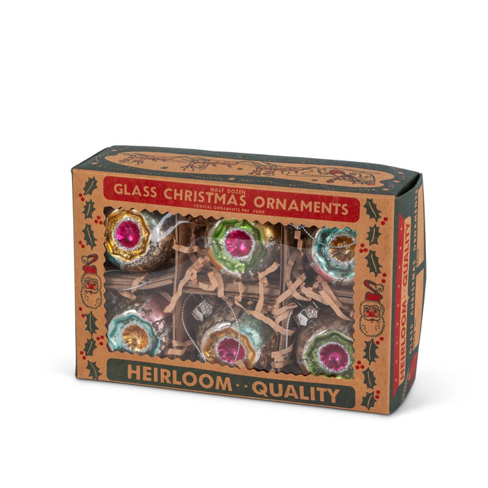 Mini Retro Reflector Ornaments, Box Set of 6