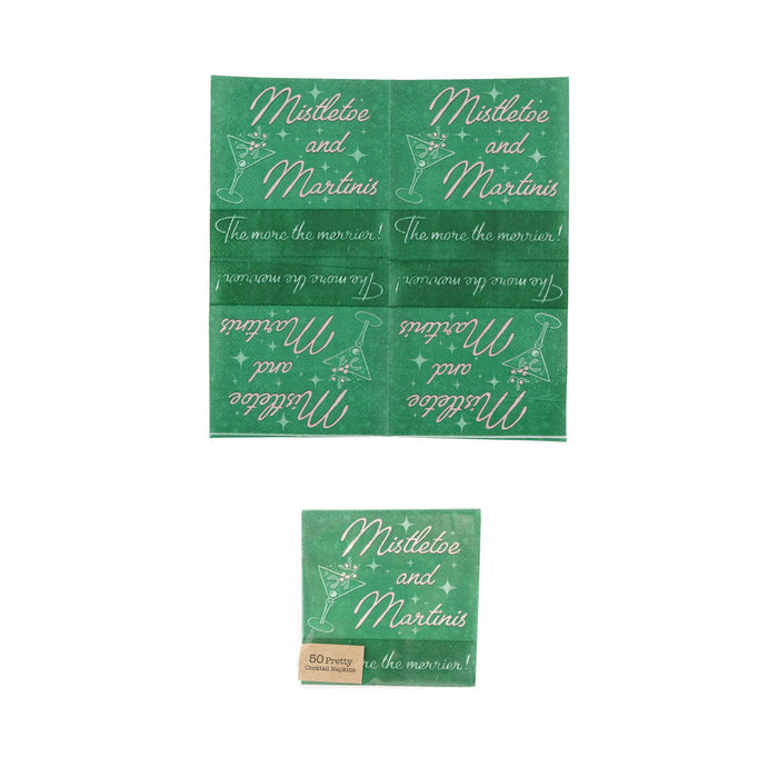 Mistletoe & Martinis Cocktail Napkins 50 Pack