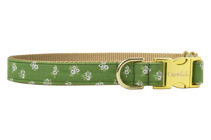 Olive Blooms Bow Tie Dog Collar - Crew LaLa