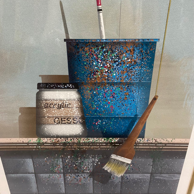 Paint can and brush - signed Lithograph by James Carter