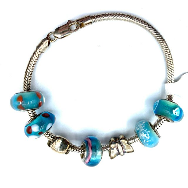 Painted Glass Charm Bracelet