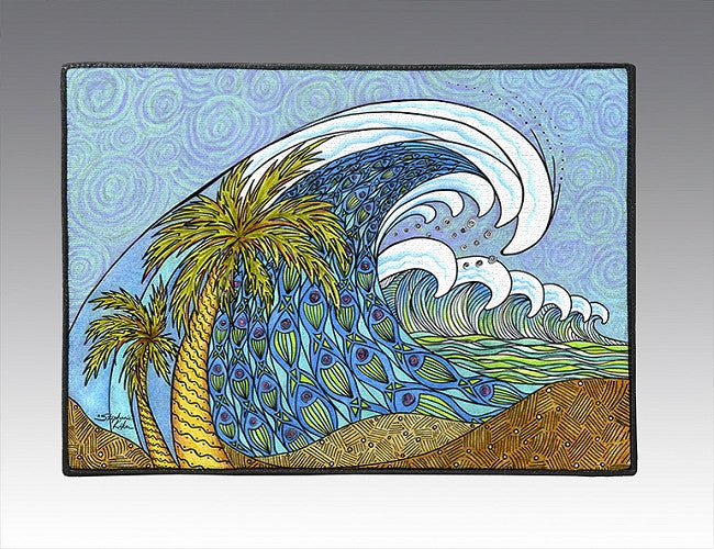 Palm Trees and Waves Door Mat