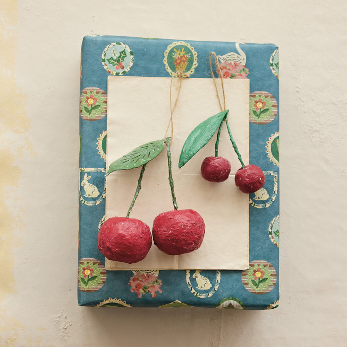 Paper Mache Cherries Ornament