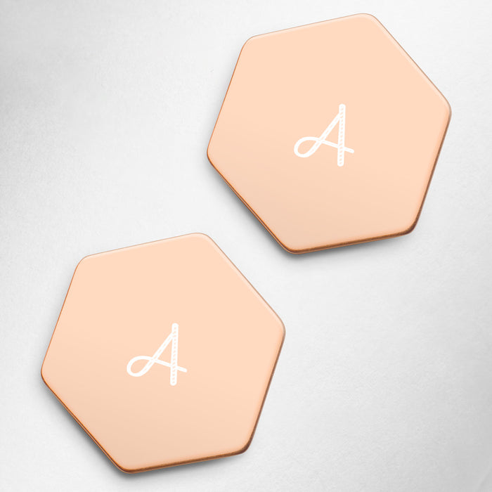 Personalized Sterling Silver Hexagon Stud Earrings