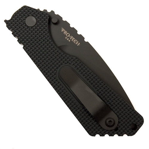 PRO-TECH STRIDER KNURL GRIP SNG AUTO KNIFE, 154CM DLC BLACK COMBO BLADE 2408 - GearBarrel.com