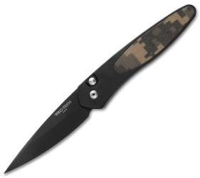 Protech Newport Automatic Knife Camo G-10 (3" Black) 3425 - GearBarrel.com