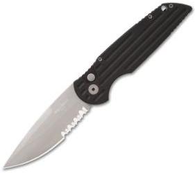 Protech Tactical Response III Black TR-3 PS w/ Grooves (3.5" Bead Blast Serr) - GearBarrel.com