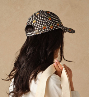 Pumpkin Gingham Baseball Cap