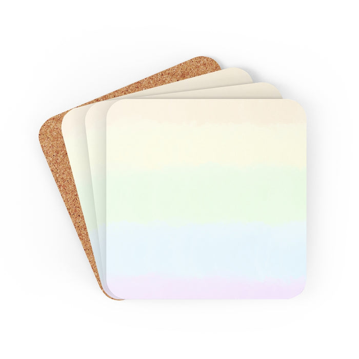 Rainbow Watercolor Cork Back Coaster