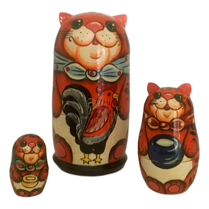 Red cat matryoshka dolls