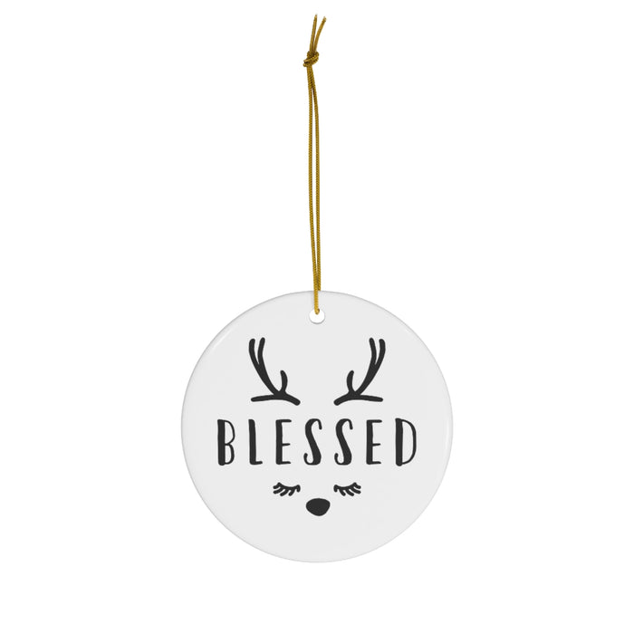 Reindeer Blessed Ceramic Ornament