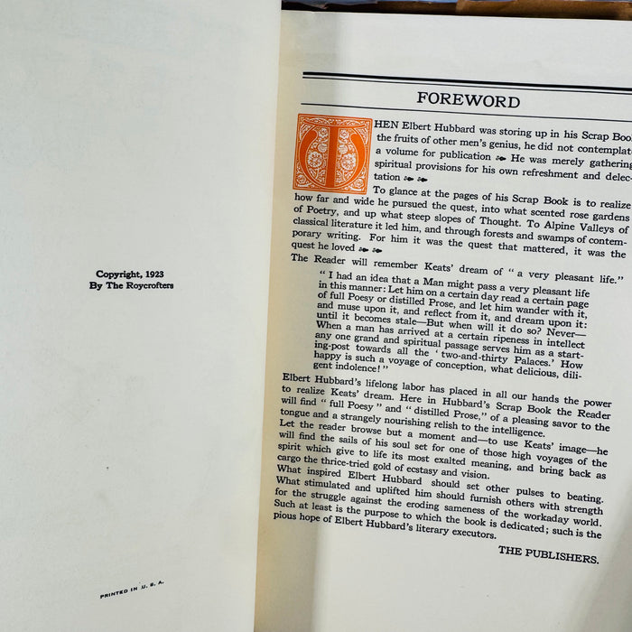 Roycroft Arts & Letters Lot — Elbert Hubbard’s Scrap Book (1923) + Little Journeys: Beethoven (1901) — Elbert Hubbard | Decorative Roycroft Design, Literary Essays