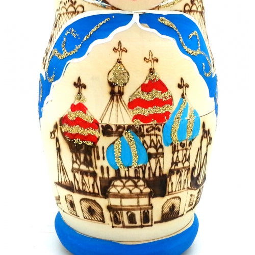 Russian Church in Blue Nesting Doll 6" Tall
