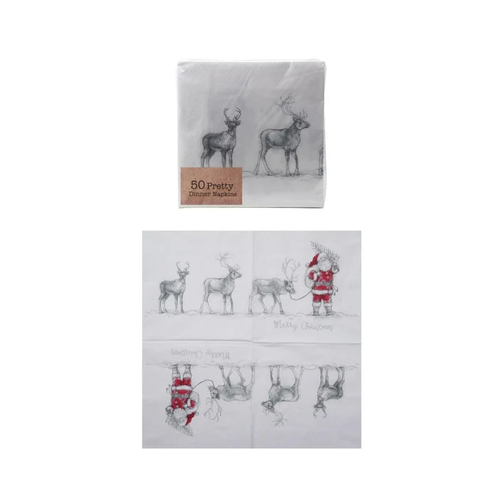Santa & Reindeer Luncheon Napkins 50 Pack