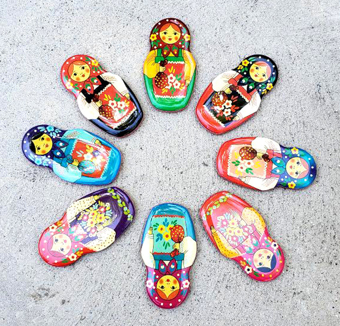 Set of 3 Nesting Doll Matryoshka Magnets in Assortment