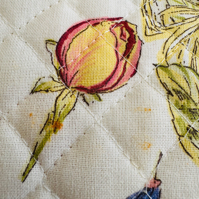 Set of 6 Tissus Toselli Placemats 17x11 Made in France | Quilted Cotton Rose Lavande Floral Provencal | Roses & Lavender Cottage Table Linens