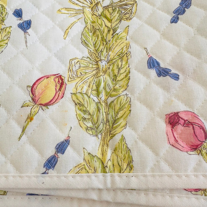 Set of 6 Tissus Toselli Placemats 17x11 Made in France | Quilted Cotton Rose Lavande Floral Provencal | Roses & Lavender Cottage Table Linens