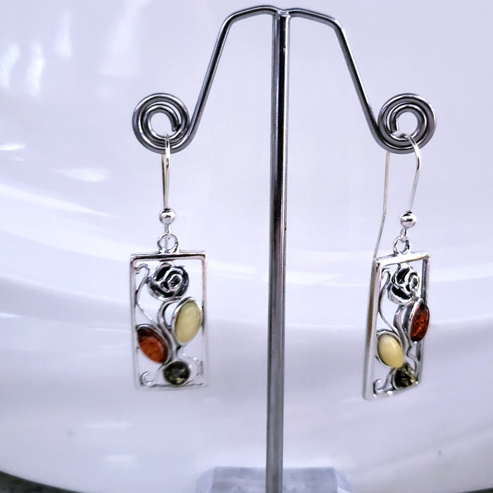 rose lovers silver earrings