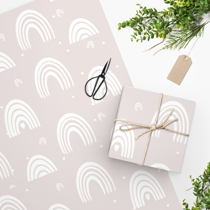 Soft Pink Boho Rainbow Wrapping Paper